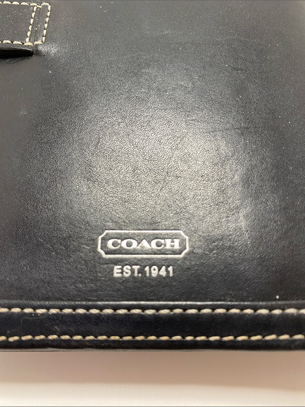 Coach Vintage Black Leather Snap Organizer with Contrast Stitching - Picture 5 of 9